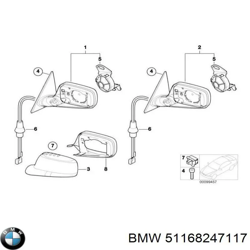 51168247117 BMW Корпус дзеркала заднього виду, лівого