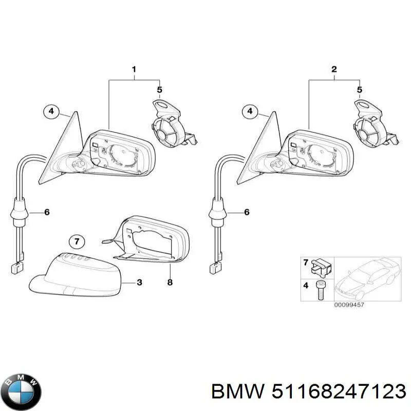 51168247123 BMW Корпус дзеркала заднього виду, лівого