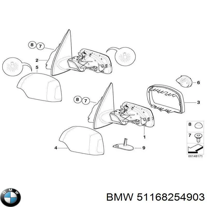 Дзеркало заднього виду, ліве 51168254903 BMW