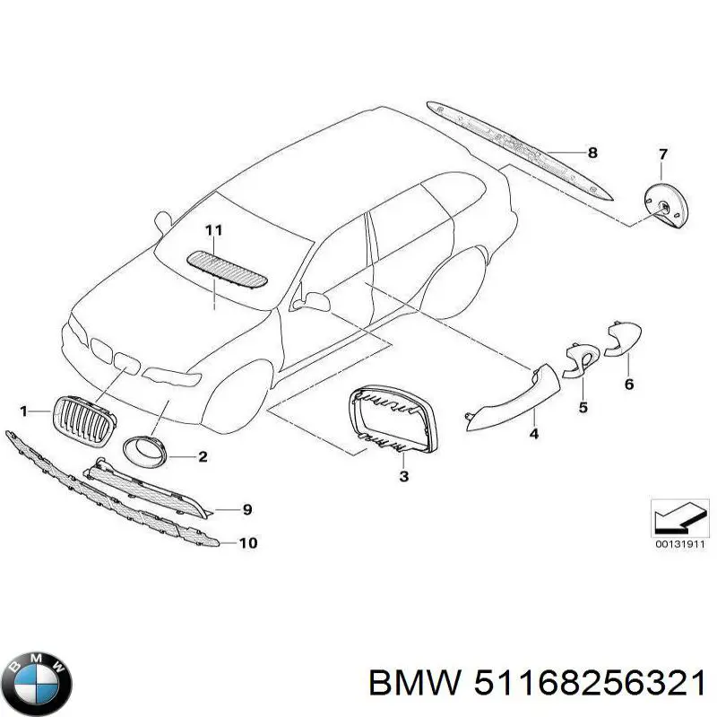 Накладка дзеркала заднього виду, ліва на BMW X5 (E53)