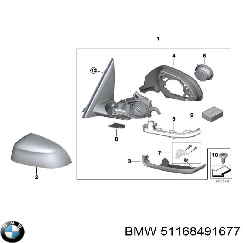 Ліве бічне дзеркало BMW 51168491677 ціна, від 464.00 USD
