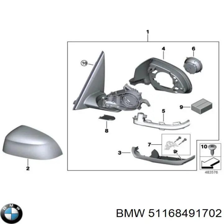 Праве бічне дзеркало BMW 51168491702 ціна, від 506.75 USD