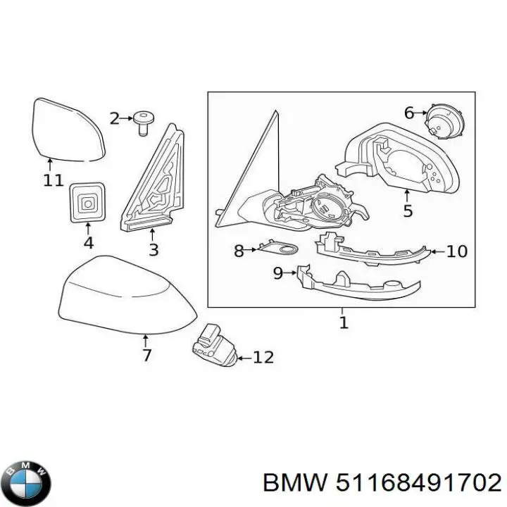 51168491702 BMW Праве дзеркало заднього виду