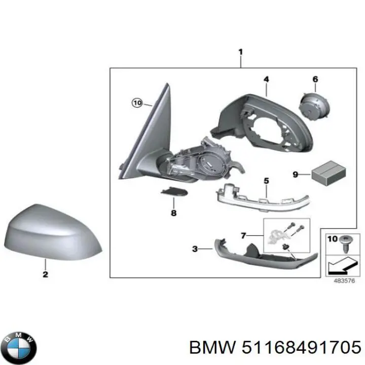 Ліве бічне дзеркало BMW 51168491705 ціна, від 1096.83 USD