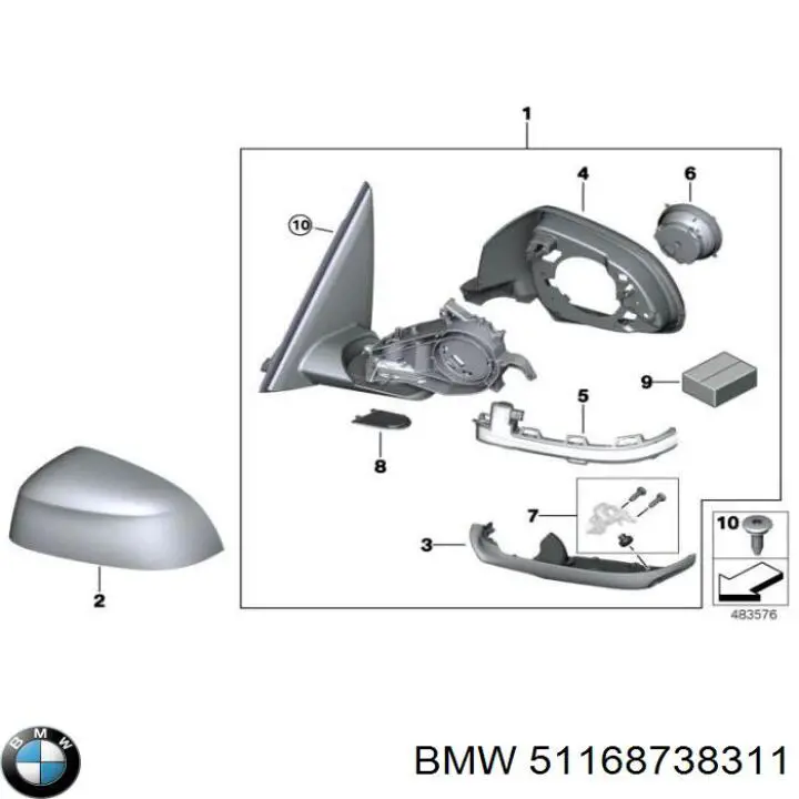 Ліве бічне дзеркало BMW 51168738311 ціна, від 444.41 USD