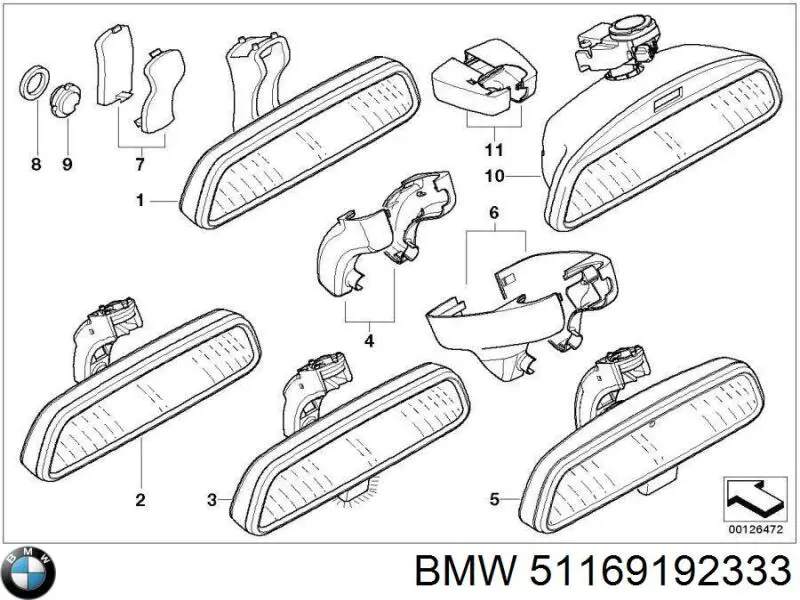 Дзеркало заднього виду в салоні BMW 51167148837 ціна, від 48.93 USD