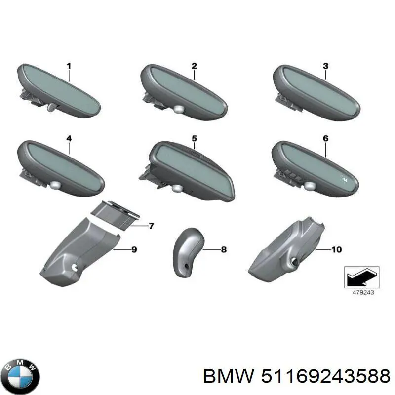 Дзеркало заднього виду в салоні BMW 2 кабріолет (F23) (2014 - 2021) ціна, від 28.70 USD
