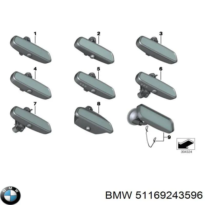 Дзеркало заднього виду в салоні BMW 51169218231 ціна, від 17.72 USD