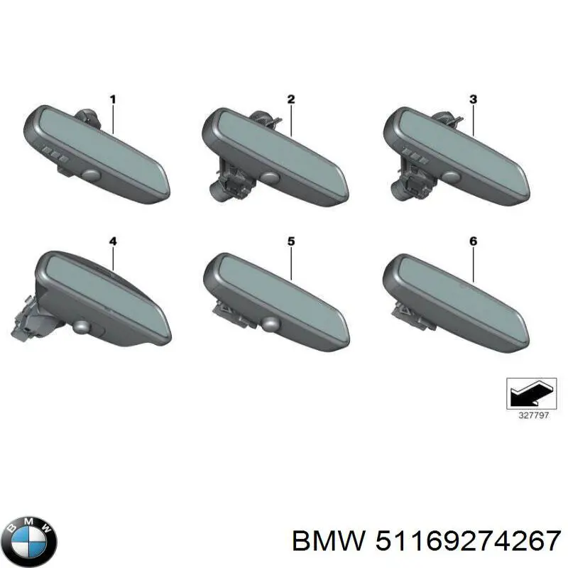Дзеркало заднього виду в салоні BMW 51169274267 ціна, від 23.14 USD