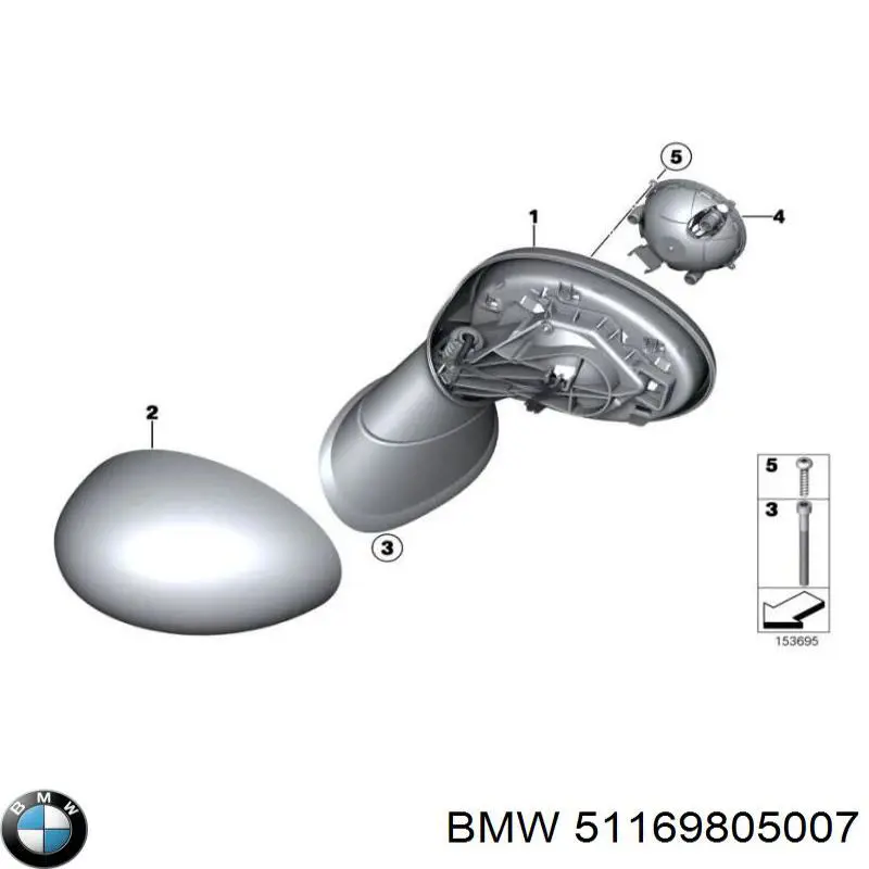 Ліве бічне дзеркало BMW 51169813783 ціна, від 159.48 USD