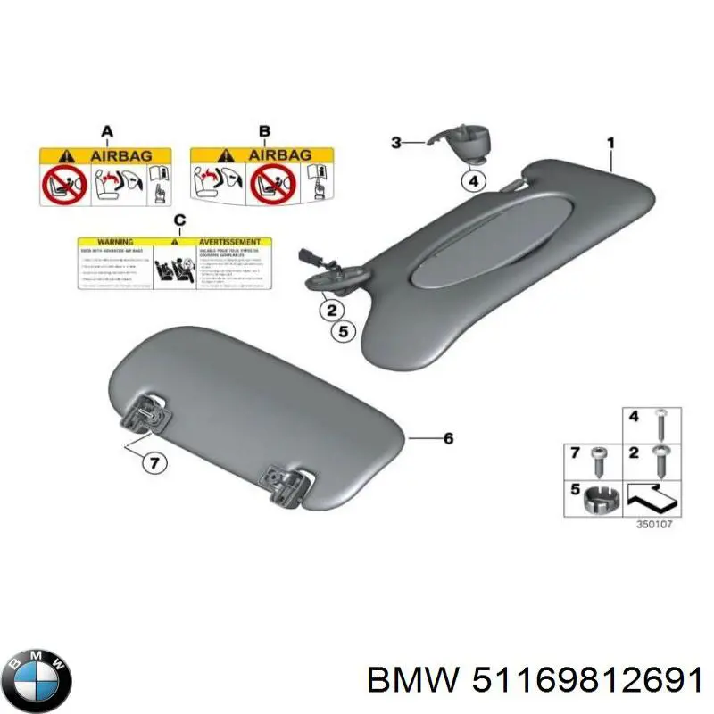 Козирок сонцезахисний автомобіля BMW 51169812691 ціна, від 133.69 USD