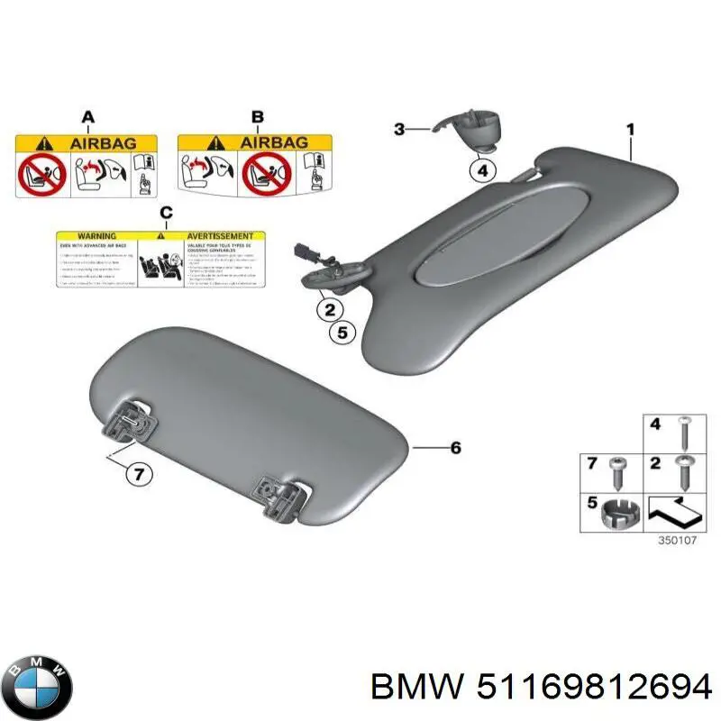 Козирок сонцезахисний автомобіля BMW 51169812694 ціна, від 31.74 USD