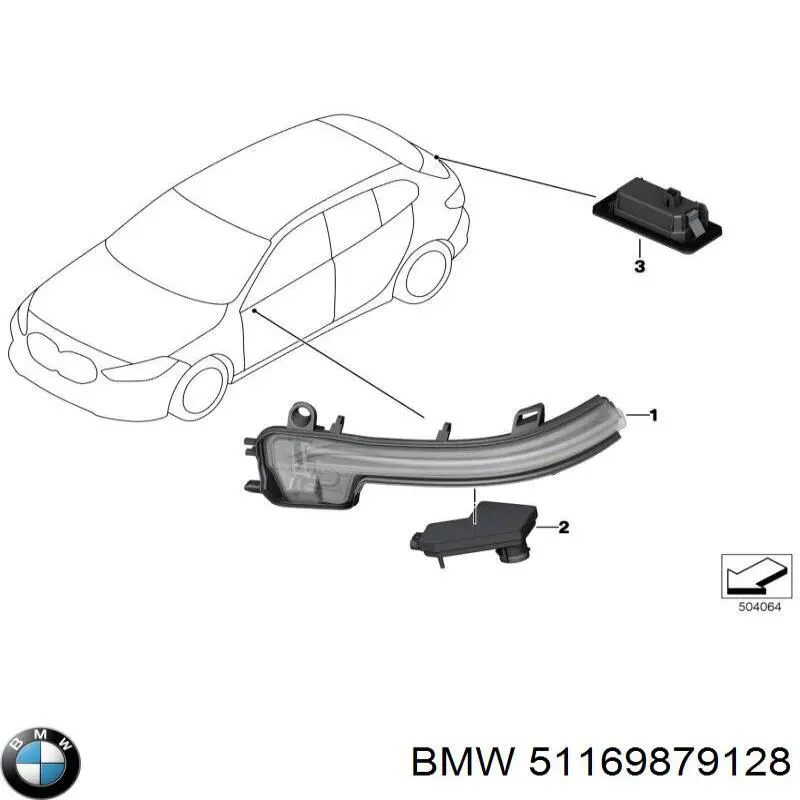 51169879128 BMW Покажчик повороту дзеркала, правий