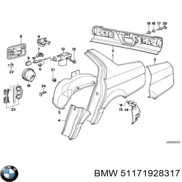 Лючок бензобака/паливного бака 51171928317 BMW