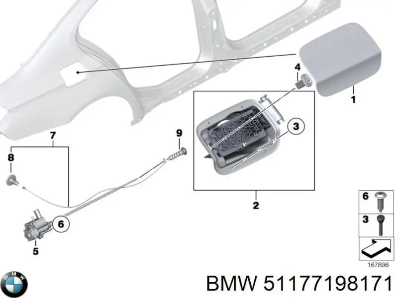 Кронштейн кріплення лючка бензобака BMW 51177198171 ціна, від 30.76 USD