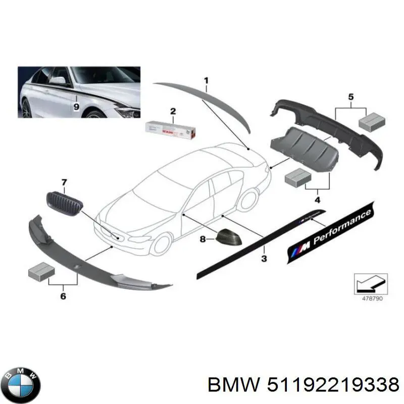 51192219338 BMW Спліттер переднього бампера