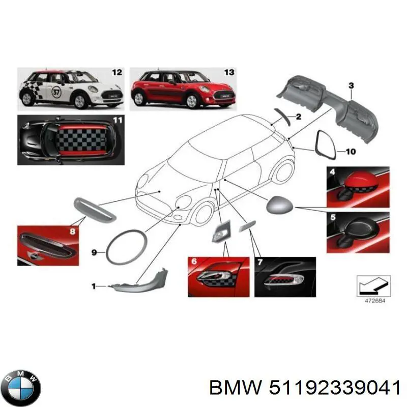 Спойлер задніх дверей BMW 51192339041 ціна, від 138.37 USD