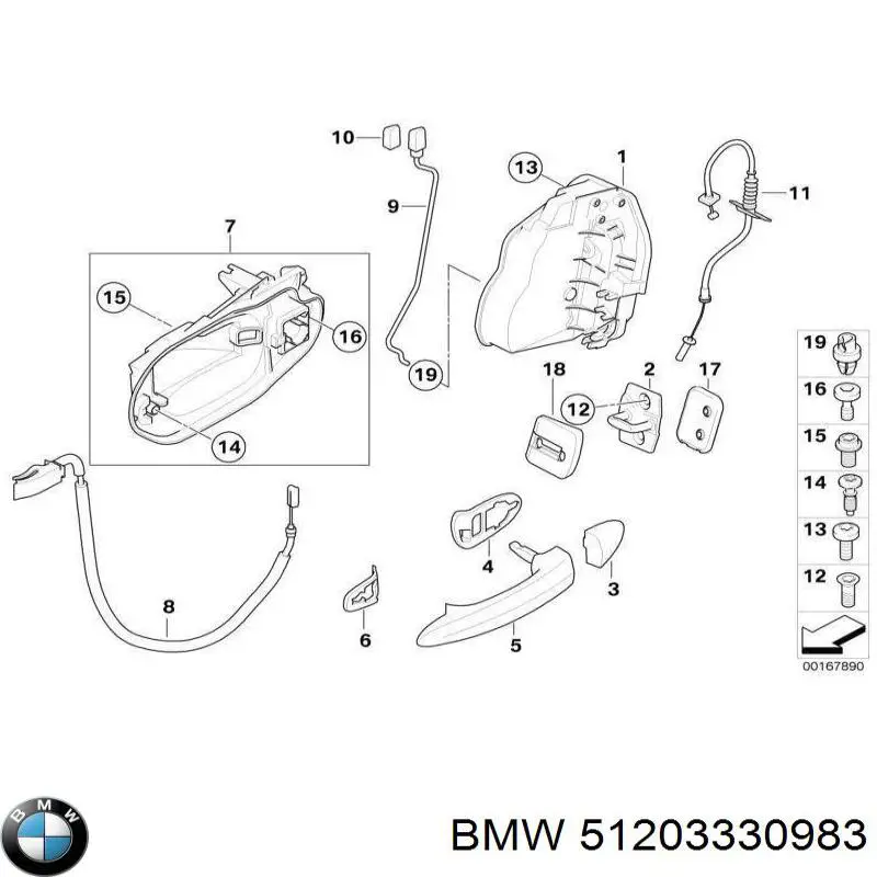 Купити 51203449055 BMW Тримач зовнішньої ручки дверей, задніх лівих