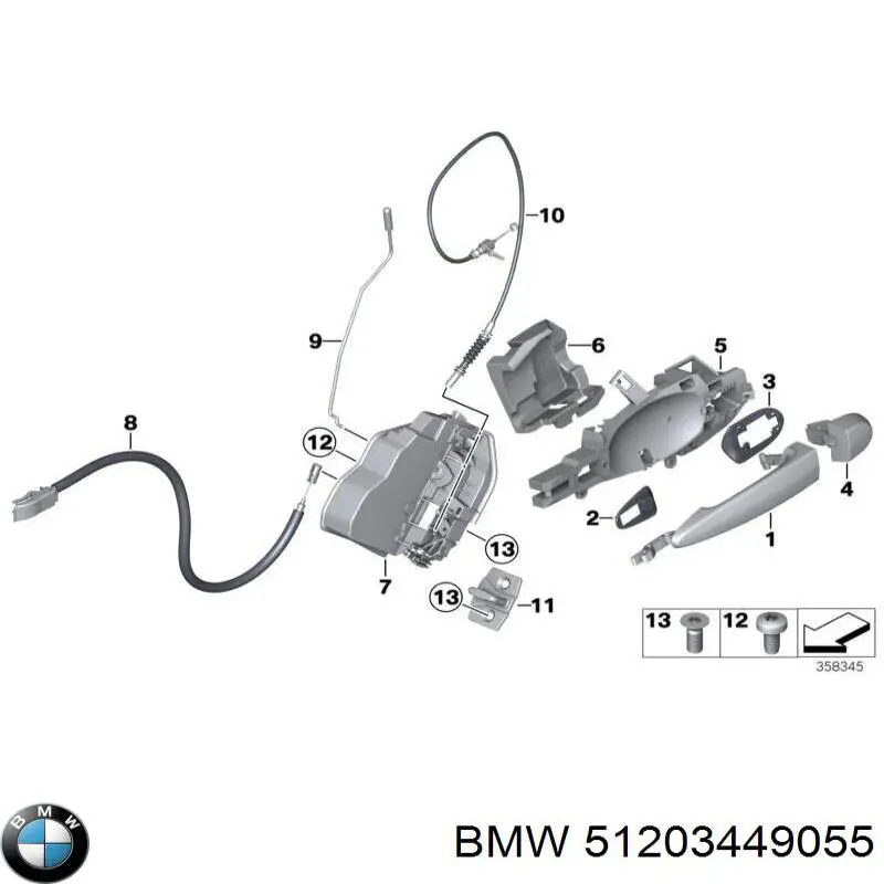 51203449055 BMW Тримач зовнішньої ручки дверей, задніх лівих