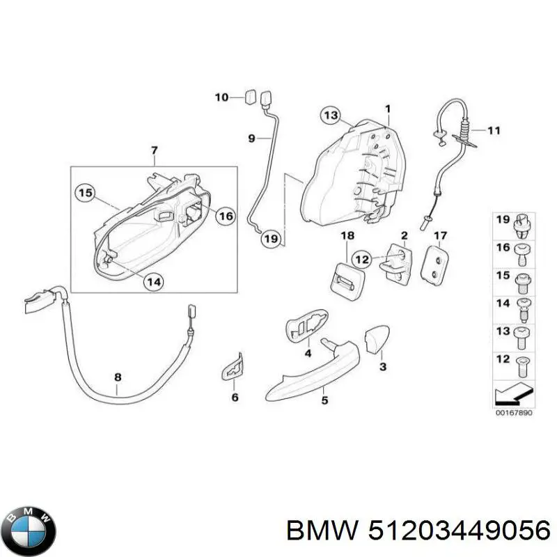 51203449056 BMW Тримач зовнішньої ручки дверей, задніх правих