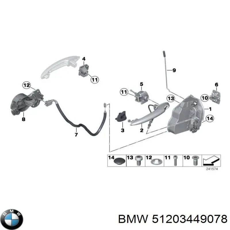 51203449078 BMW Тримач зовнішньої ручки дверей, передньої правої