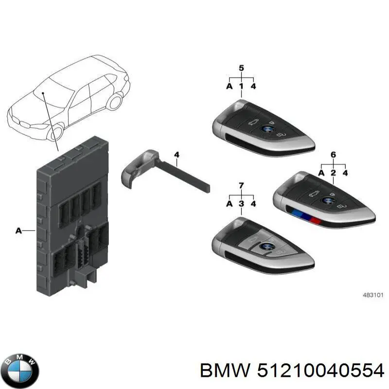Ключ замка запалювання BMW 51210040554 ціна, від 1095.82 USD