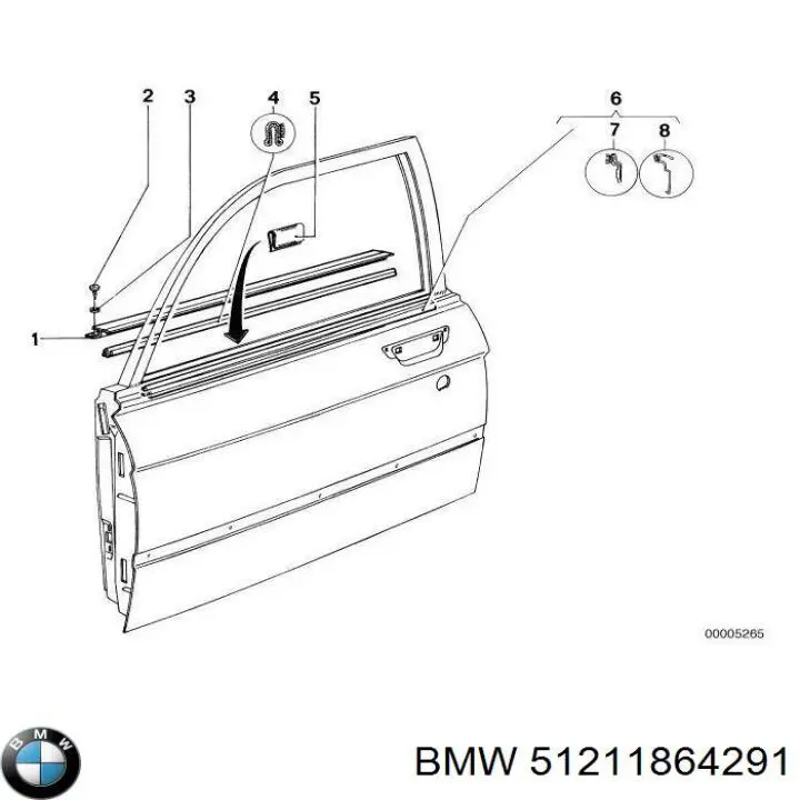 Скло та ущільнення вітрового скла (деталі) BMW 51211864291 ціна, від 57.73 USD