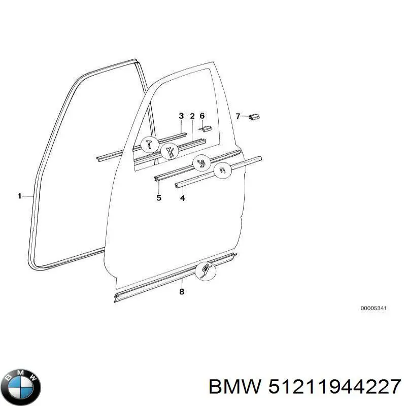 Купити 51211944227 BMW Ущільнювач двері передньої лівої (на двері)