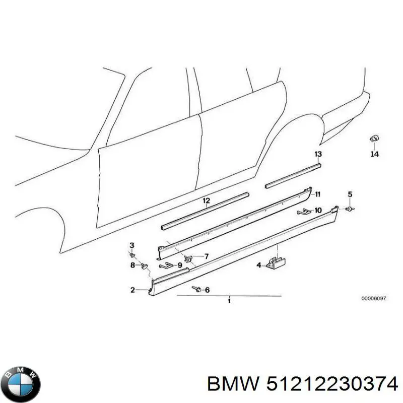 51212230374 BMW накладка передньої правої двері