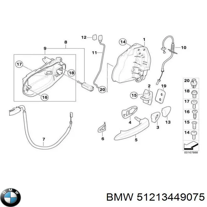 Тримач зовнішньої ручки дверей, передньої лівої BMW 51213449075 ціна, від 88.67 USD