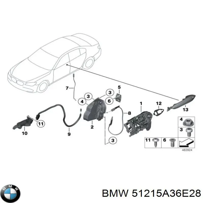 51217202156 BMW Замок двері правої передньої