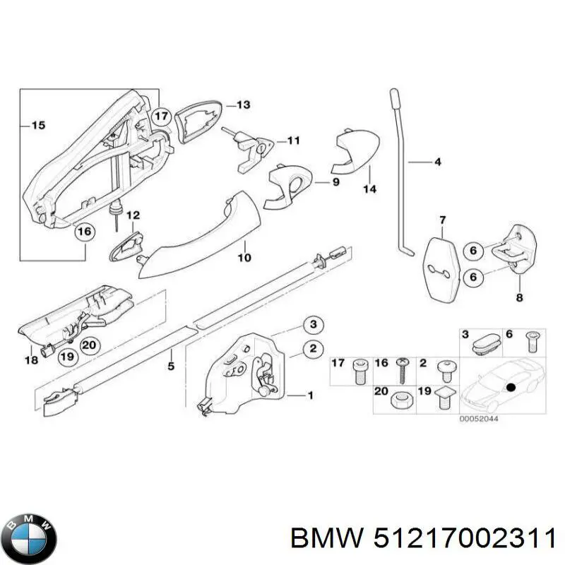 51217002311 BMW Ручка передньої двері зовнішня ліва