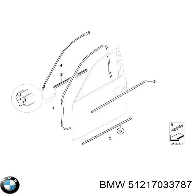 Купити 51217033787 BMW Ущільнювач двері передньої (на кузові)