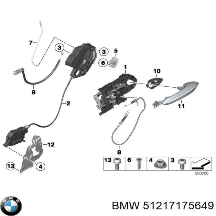 Купити 51217175649 BMW Тримач зовнішньої ручки дверей, передньої лівої