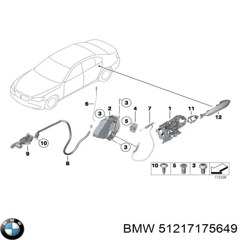 51217175649 BMW Тримач зовнішньої ручки дверей, передньої лівої