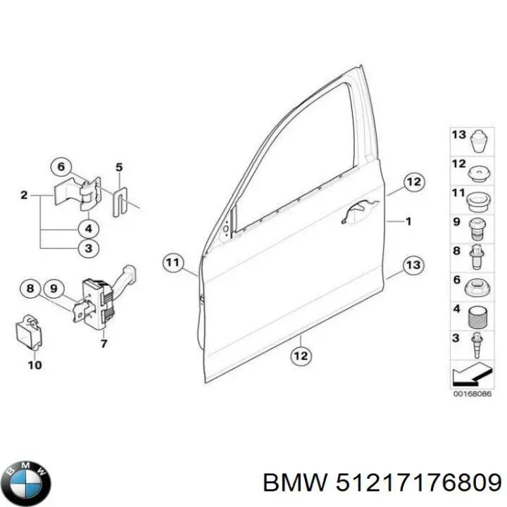 7176809 BMW обмежувач відкриття дверей, передній