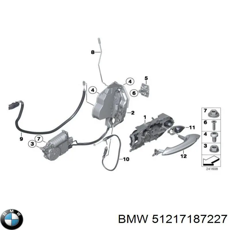 51217187227 BMW Тримач зовнішньої ручки дверей, задніх лівих