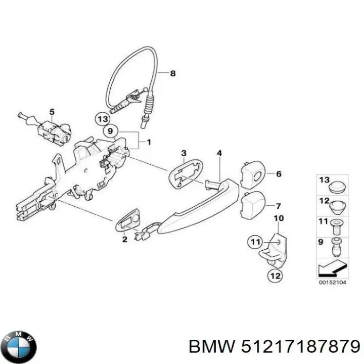 Лічинка замка водійських дверей BMW 51217187879 ціна, від 35.53 USD