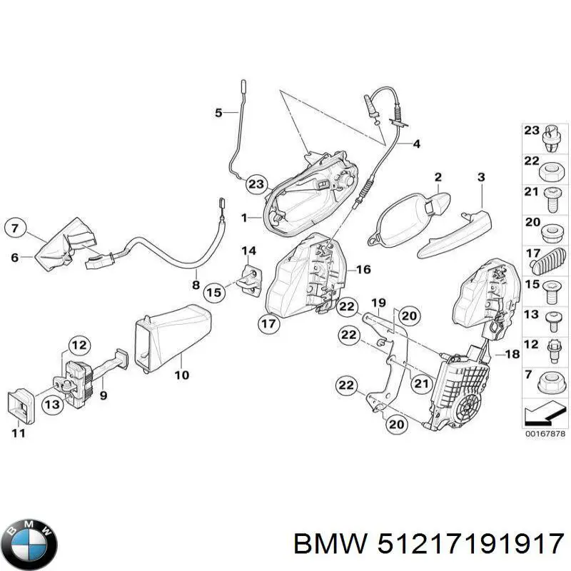 Тримач зовнішньої ручки дверей, передньої лівої BMW 51217191917 ціна, від 88.66 USD