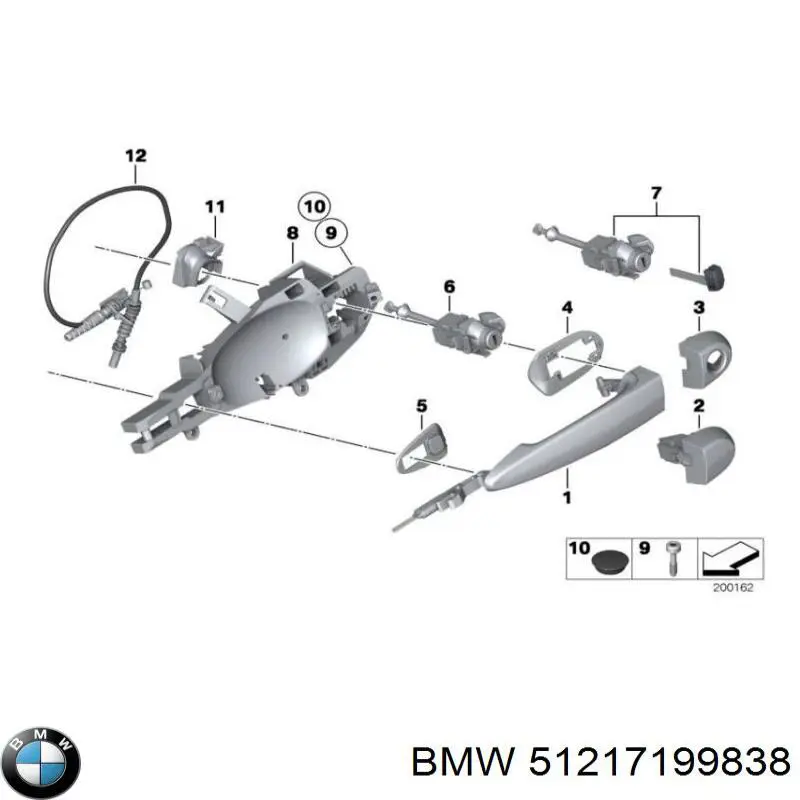 Купити 51217199838 BMW Тримач зовнішньої ручки дверей, передньої правої