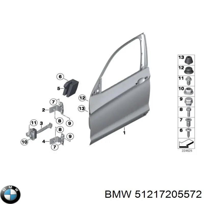 Обмежувач відкриття дверей, передній BMW 7205572 ціна, від 10.14 USD