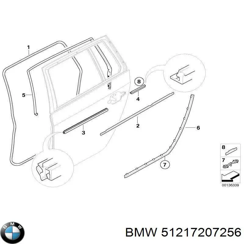 Купити 51217207256 BMW Молдинг опускного скла нижній, двері передньої, правої