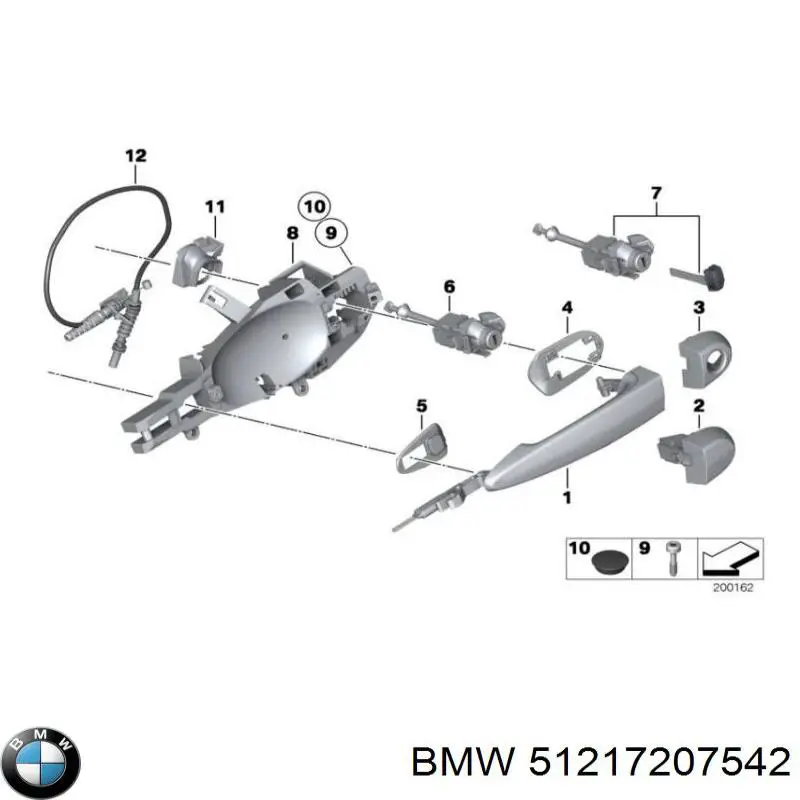51217207542 BMW Ручка задніх дверей зовнішня, права