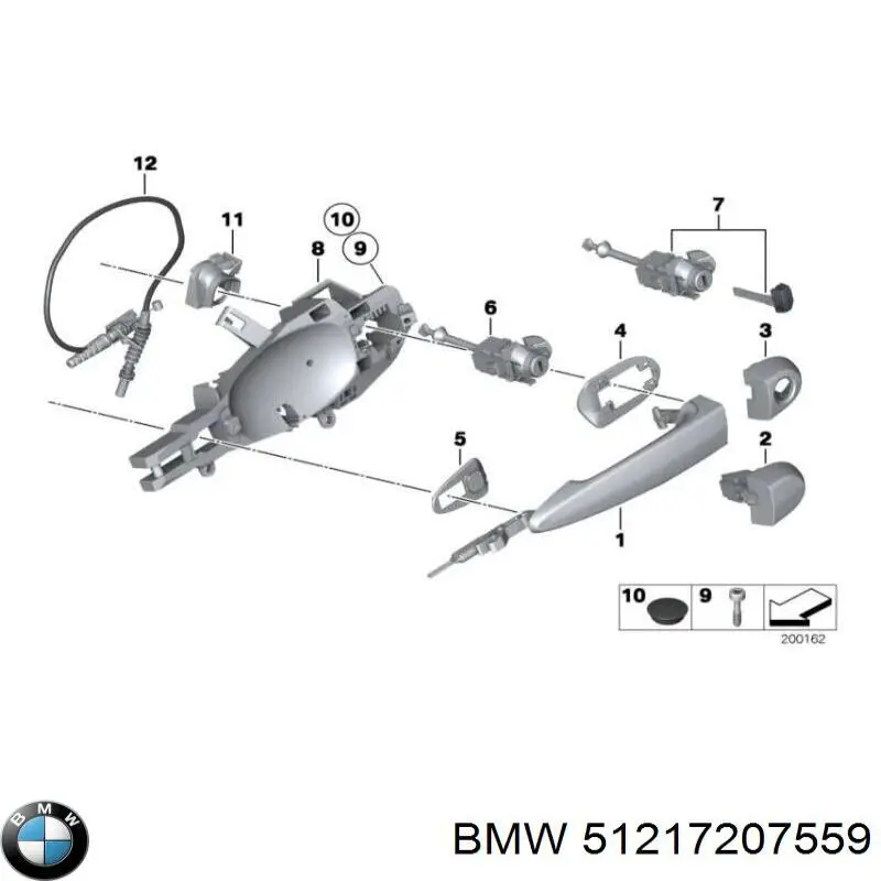 Ручка задньої двері зовнішня ліва BMW 51217207559 ціна, від 349.02 USD