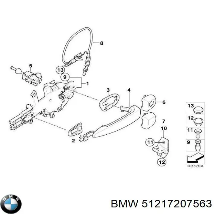 51217207563 BMW Ручка задніх дверей зовнішня, ліва