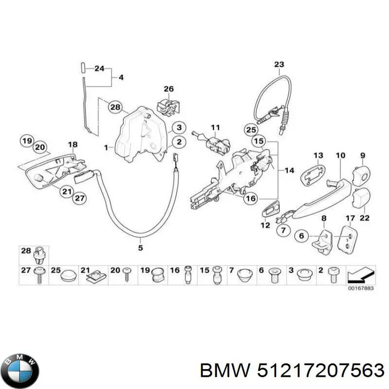 Купити 51217207563 BMW Ручка задньої двері зовнішня ліва