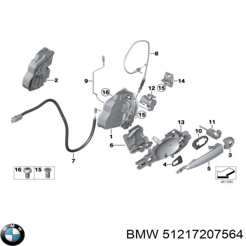 Ручка задньої двері зовнішня права 51217207564 BMW