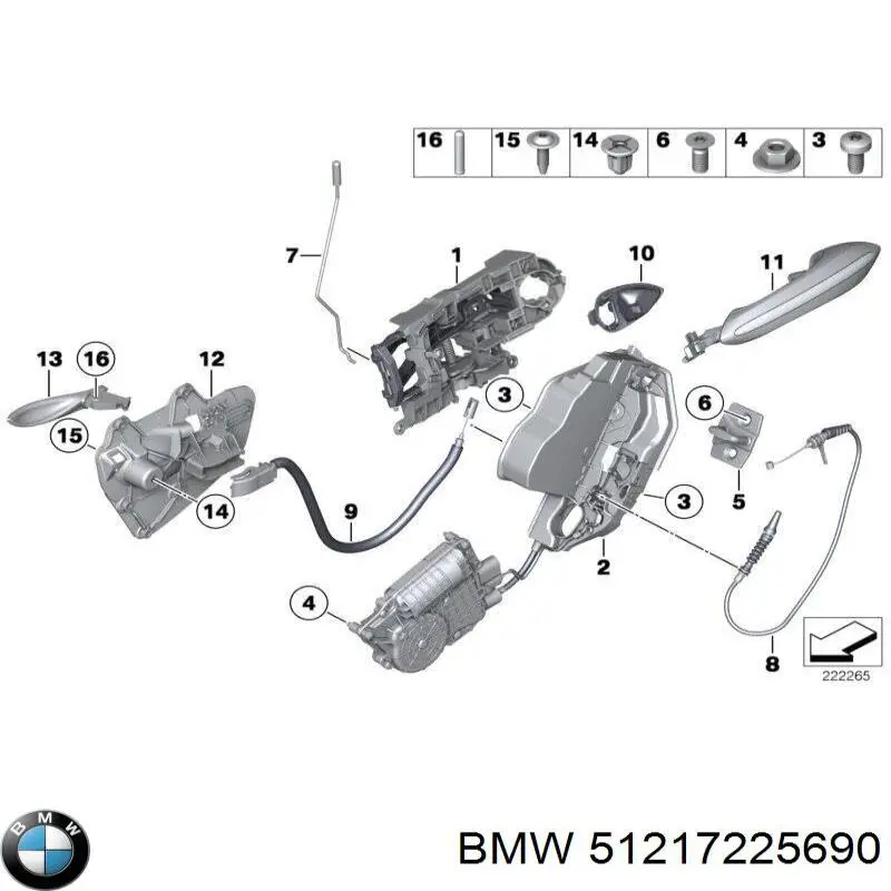 Купити 51217225690 BMW Зовнішня ручка правих дверей