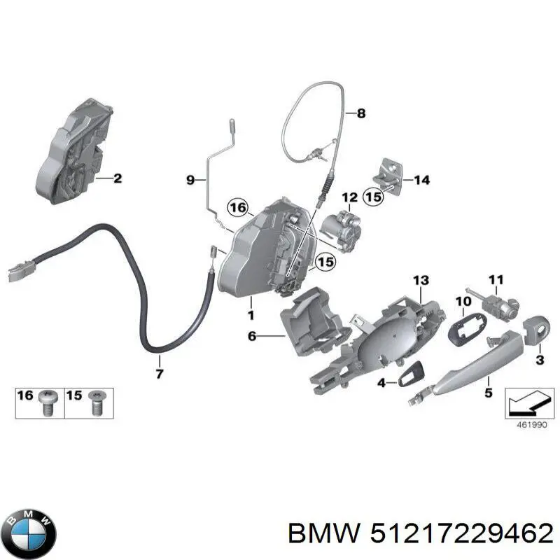 Замок передніх пасажирських дверей BMW 51217229462 ціна, від 22.57 USD