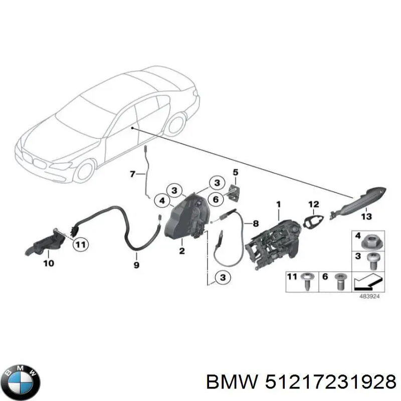 Ручка передньої двері зовнішня права BMW 51217231928 ціна, від 23.98 USD